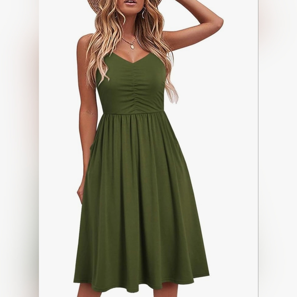 Casual Green Midi Dress